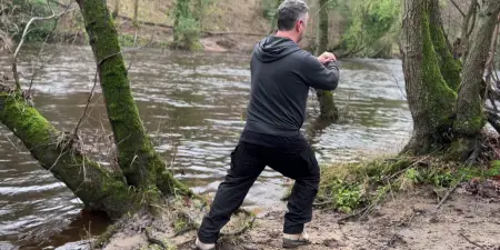 Tai Chi form practice by the side of the river Nidd, Knaresborough, Harrogate